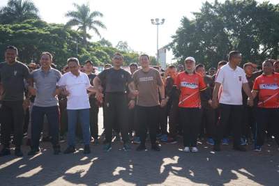 Giat Olahraga Bersama, Upaya Danrem 064/MY Bangun Sinergitas Jelang Pemilu 2024