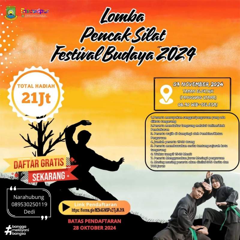 Ramaikan Festival Budaya Nusantara 2024, Pemkot Tangerang Hadirkan Lomba Kesenian Pencak Silat Berhadiah Puluhan Juta