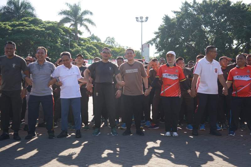 Giat Olahraga Bersama, Upaya Danrem 064/MY Bangun Sinergitas Jelang Pemilu 2024