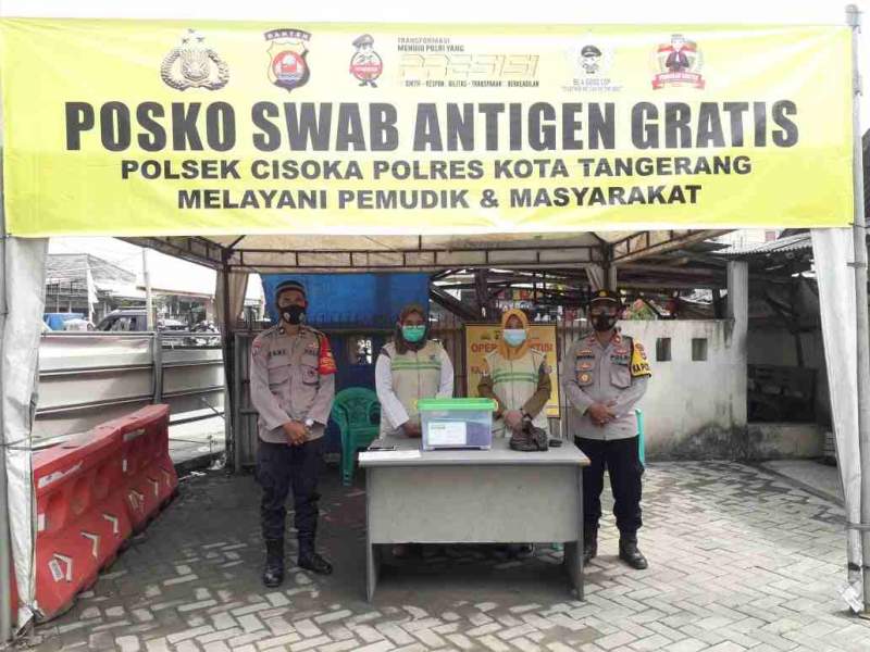 Antisipasi Penyebaran Covid-19 Pasca Lebaran, Polsek Cisoka Adakan Rapid Tes Antigen Gratis