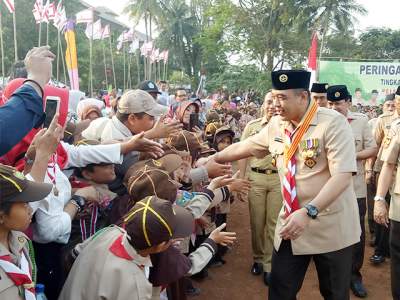 HUT ke-58 Gerakan Pramuka, Zaki Hadiahi Kwarcab Gedung Serba Guna