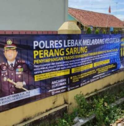 Antisipasi Adanya Perang Sarung, Polres Lebak Pasang Spanduk Himbauan